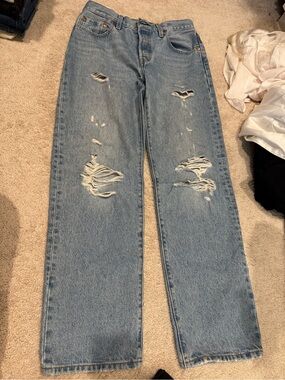 Levi's Light Blue Distressed Boyfriend Jeans